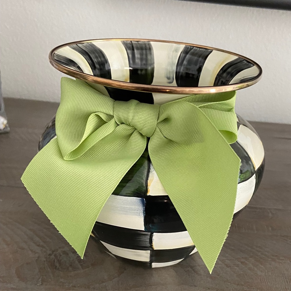 Mackenzie Child Large Vase with Green Bow